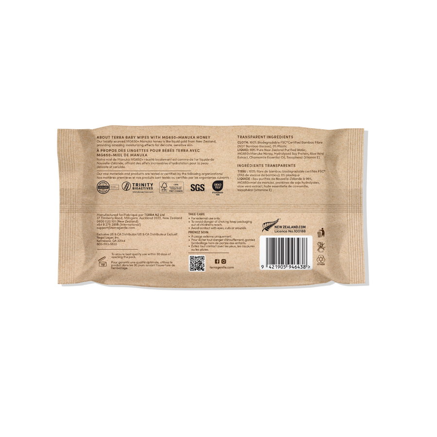 TERRA Manuka Honey Baby Wipes Mini Pack 10 Wipes