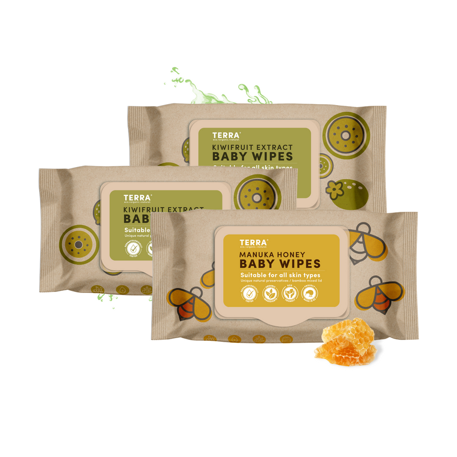 Terra Baby Wipes Pack of 3 (Kiwi, Water & Manuka Honey)