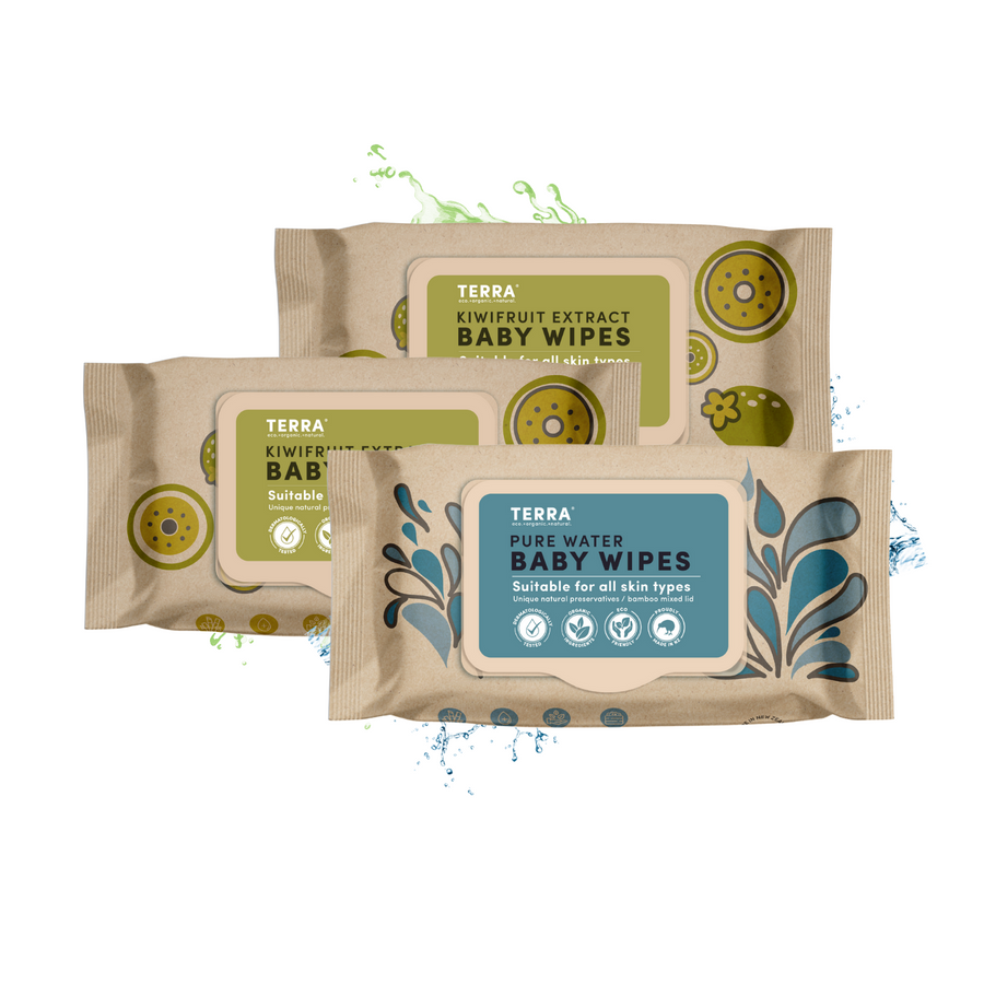 Terra Baby Wipes Pack of 3 (Kiwi, Water & Manuka Honey)