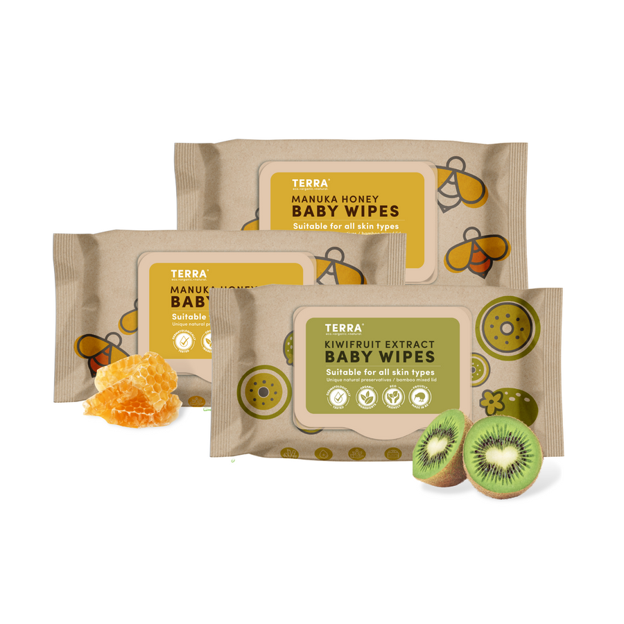 Terra Baby Wipes Pack of 3 (Kiwi, Water & Manuka Honey)