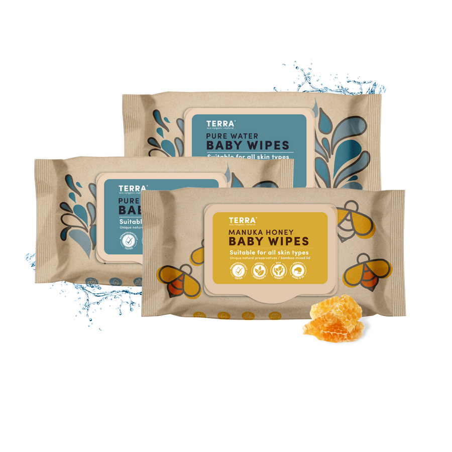 Terra Baby Wipes Pack of 3 (Kiwi, Water & Manuka Honey)