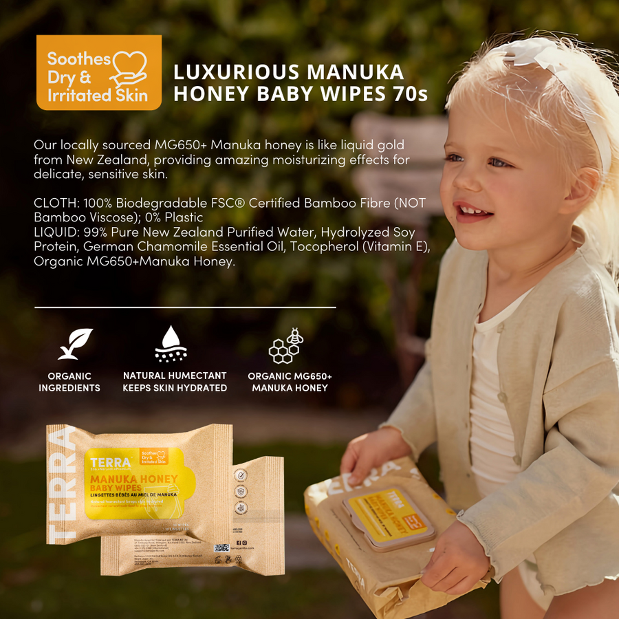 TERRA Manuka Honey Baby Wipes Mini Pack 10 Wipes
