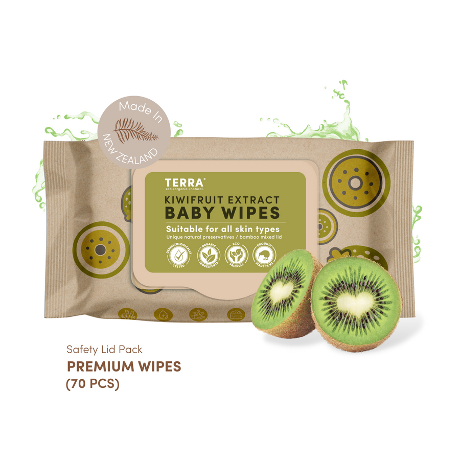 Terra Baby Wipes Pack of 3 (1 Kiwi, 1 Manuka Honey & 1 Travel Pure Water Wipes)