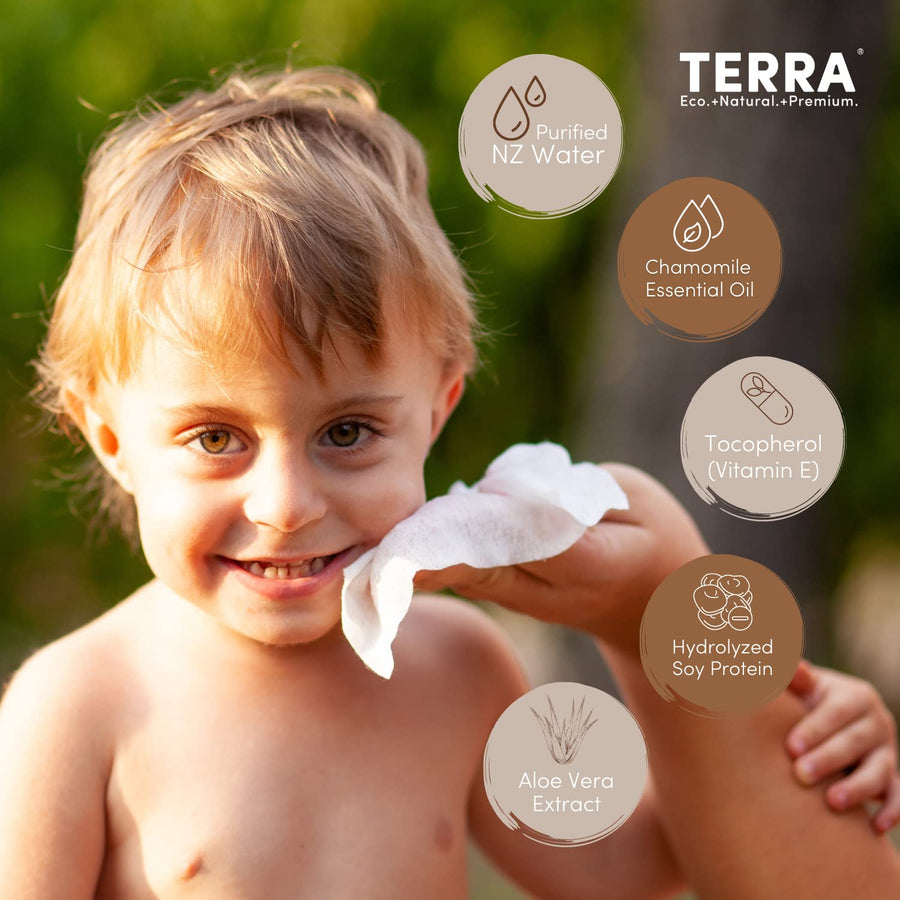 Terra Baby Wipes Pack of 3 (1 Kiwi, 1 Manuka Honey & 1 Travel Pure Water Wipes)