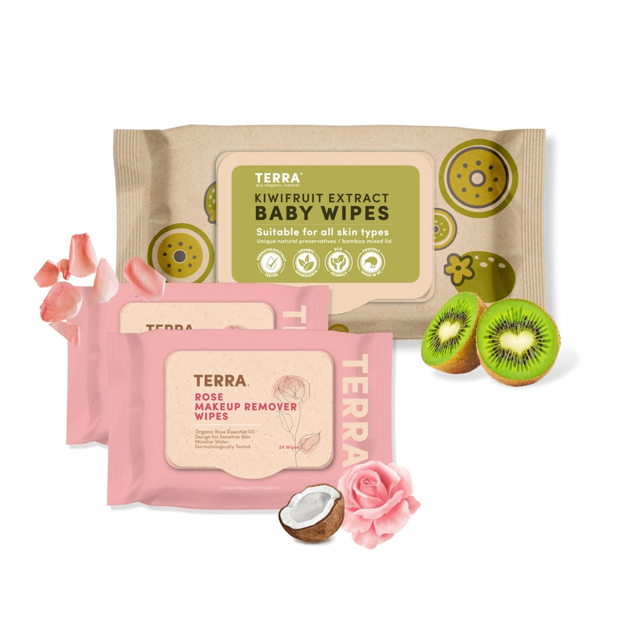 TERRA Wipes - Mom & Baby Wipes (Pack of 3)