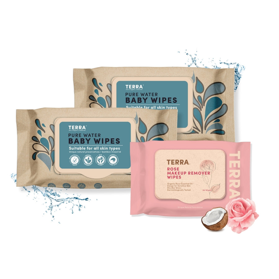 TERRA Baby Wipes & Makeup Remover Wipes Pack of 3