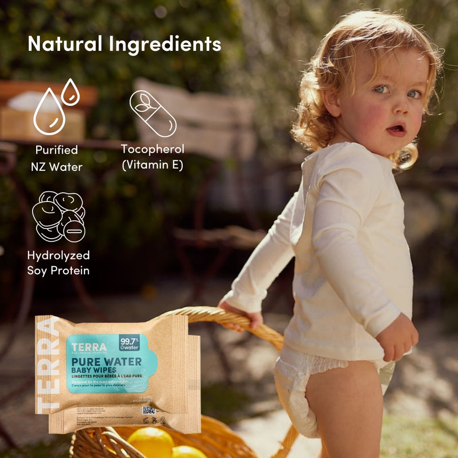 TERRA Pure Water Baby Wipes Mini Pack 10 Wipes